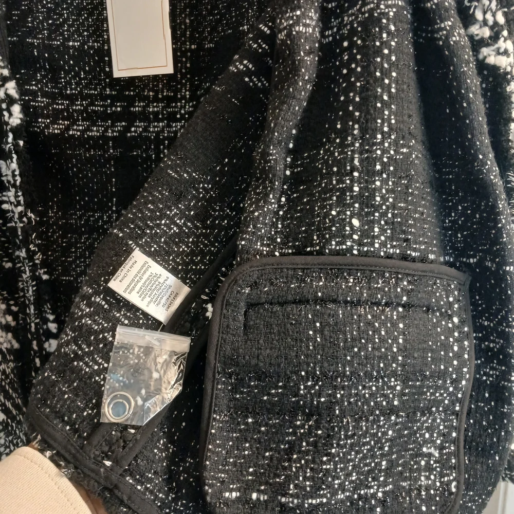 Vanessa Williams Black & White Tweed Open Front Cardigan-style Jacket 1X New!